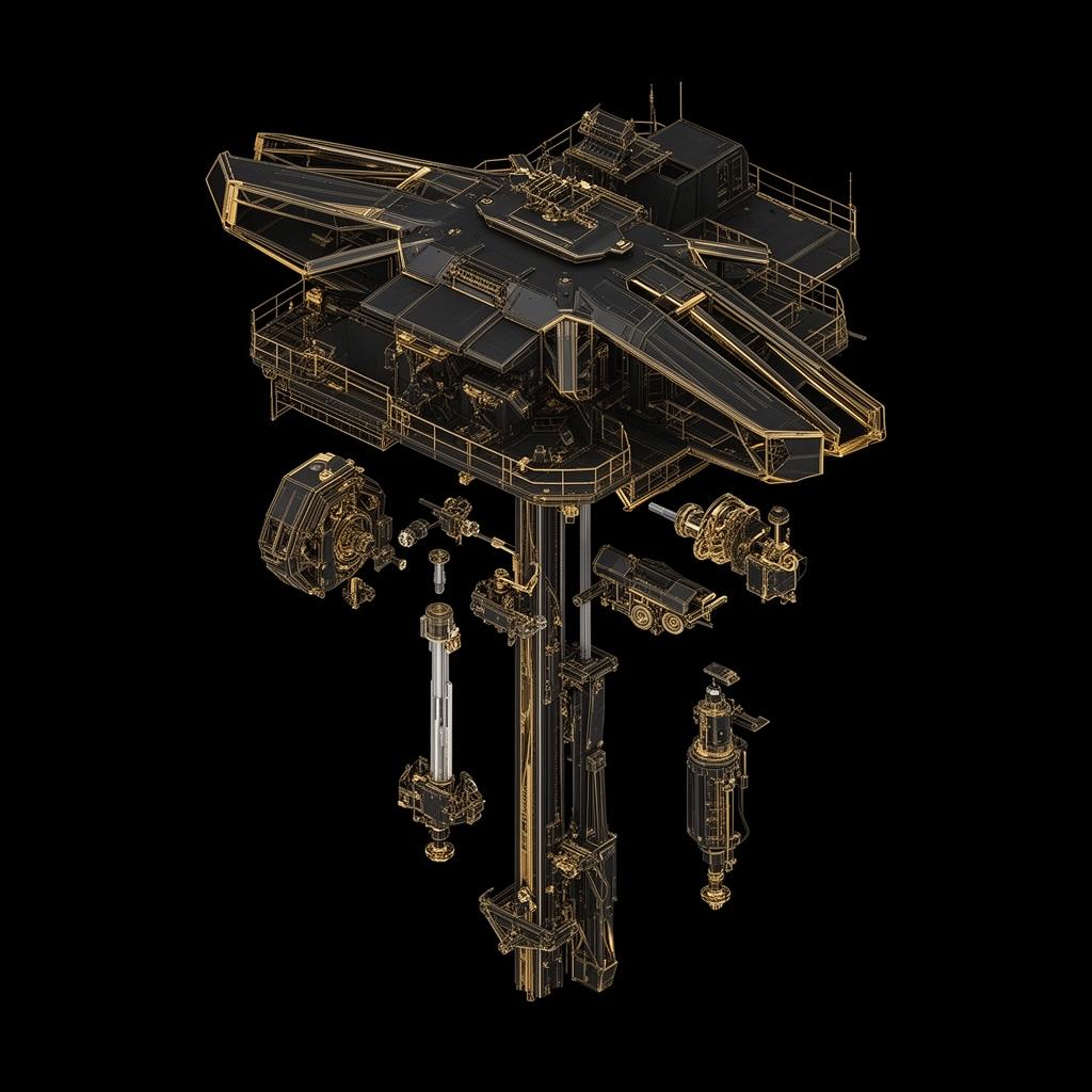 Exploded blueprint of AetherDrill 250